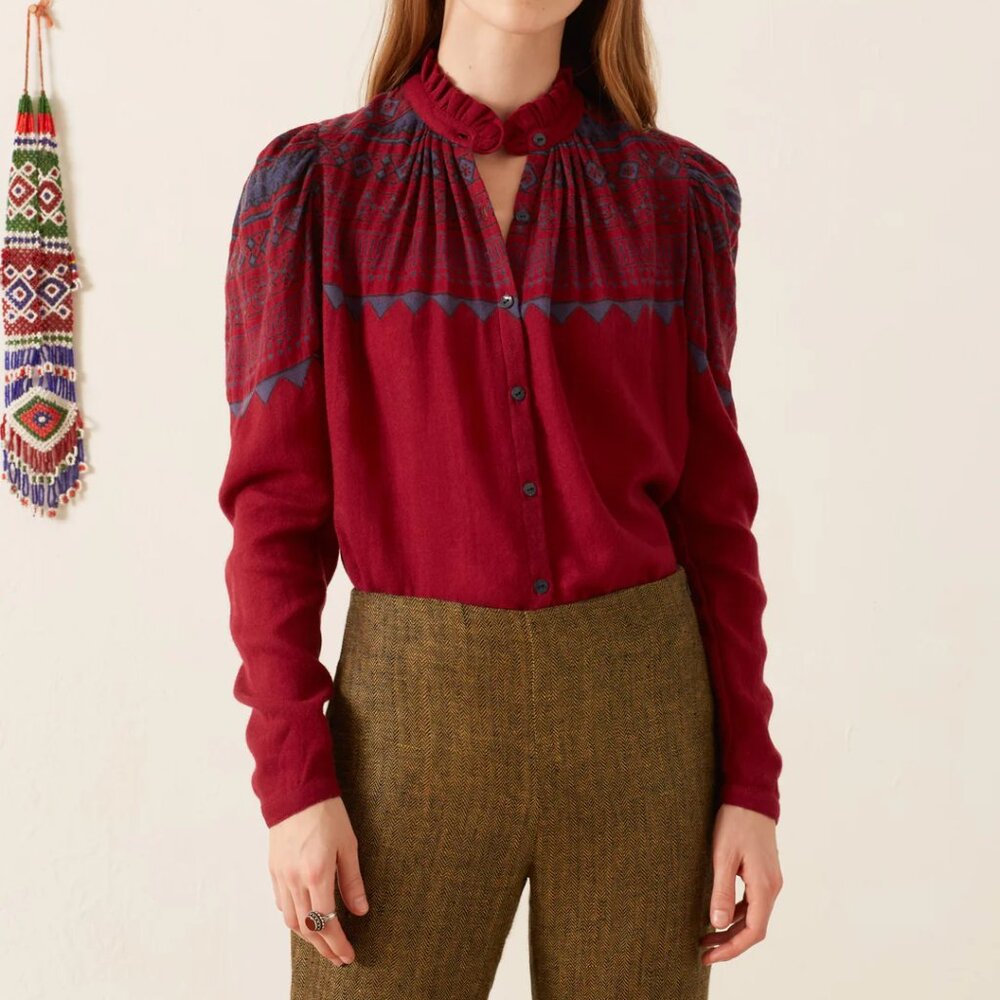 Artemis Plum Fairisle Shirt - Picture 4 of 5